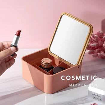 Makeup Organizer Plastic Storage Box with Mirror Travel Jewelry Storage Case Accessories Bamboo Lid Cosmetic Drawer Container
Makeup Organizer Plastic Storage Box with Mirror Travel Jewelry Storage Case Accessories Bamboo Lid Cosmetic Drawer Container