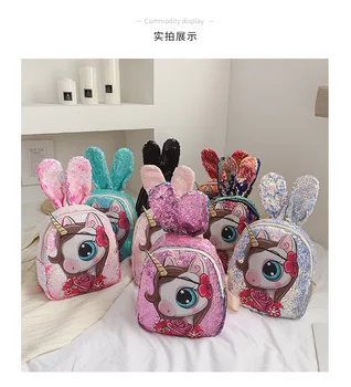 2019 new fashion Sequin schoolbag Korean Version cute rabbit ear pony Unicorn children backpack children's schoolbag
2019 new fashion Sequin schoolbag Korean Version cute rabbit ear pony Unicorn children backpack children's schoolbag