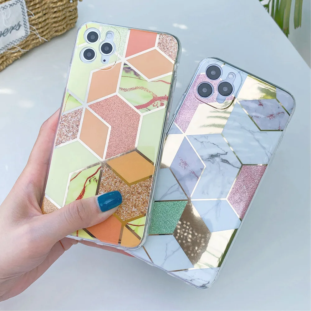 Роскошный геометрический мраморный силиконовый чехол для телефона iPhone 12 Mini SE 2020 X