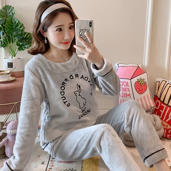 Winter Velvet Pajama Women Round Neck Pyjamas Femme Flannel Pijama Set Warm 2 Pcs Pj Set Homewear Women Thick Nightwear 
Winter Velvet Pajama Women Round Neck Pyjamas Femme Flannel Pijama Set Warm 2 Pcs Pj Set Homewear Women Thick Nightwear