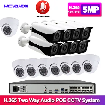 

H.265 POE CCTV Security System 16CH 5MP 2MP Audio Record NVR Outdoor PoE IP Camera IR Night P2P Video Surveillance Kit 4TB HDD