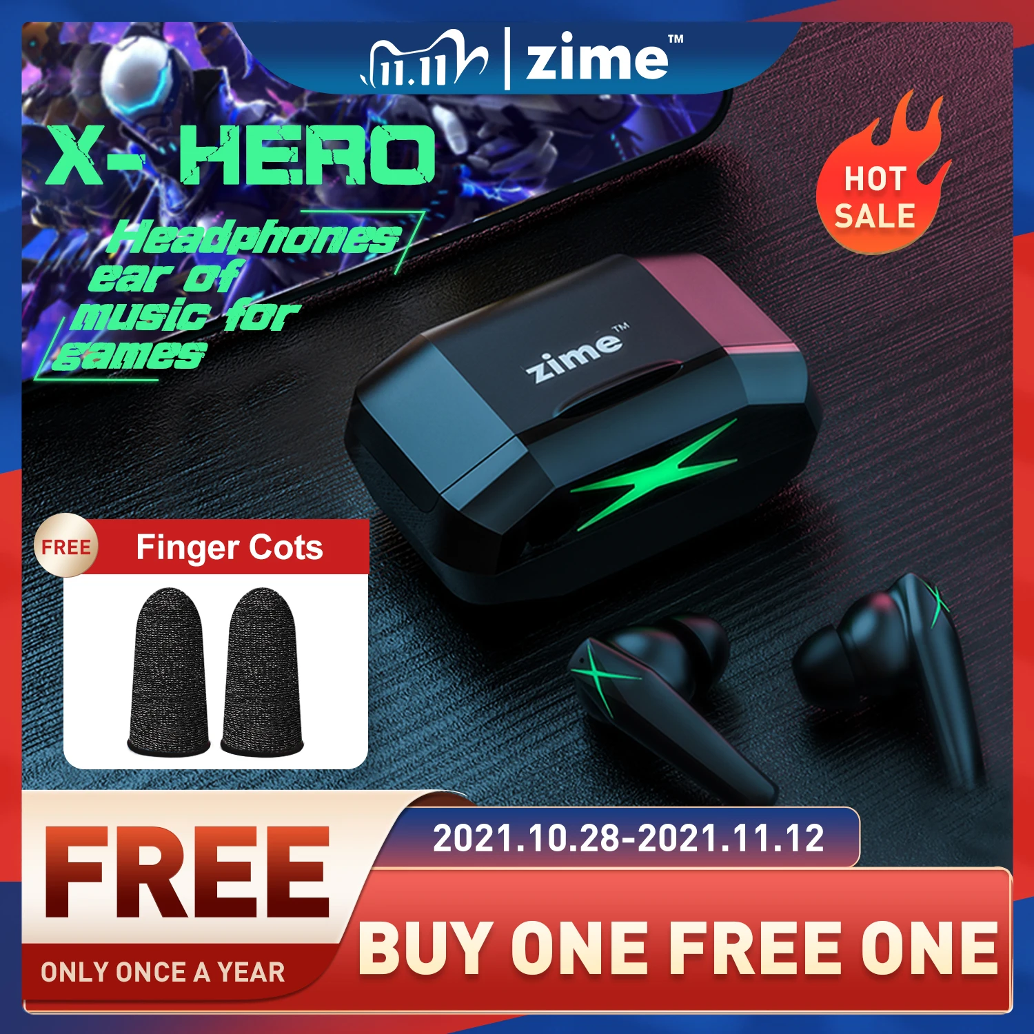 Zime Xhero Bluetooth наушники беспроводная 5.0 TWS гарнитура с низкой задержко беспроводной