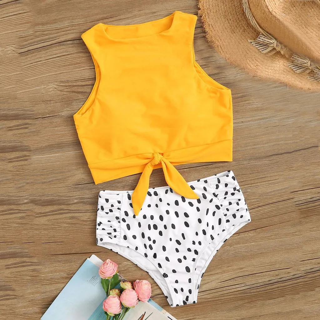 Swimwear Women 2019 Bikini Set Two Piece Knot Front Crop Top High Waist Swimsuit Bottoms With Floral Print Bikini Set
Swimwear Women 2019 Bikini Set Two Piece Knot Front Crop Top High Waist Swimsuit Bottoms With Floral Print Bikini Set