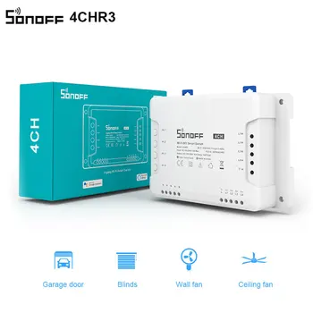 Sonoff 4CH R3 4-GANG Wifi Smart Switch Wireless Remote Control Light Home Appliances Switch Works with Alexa Goole Home
Sonoff 4CH R3 4-GANG Wifi Smart Switch Wireless Remote Control Light Home Appliances Switch Works with Alexa Goole Home