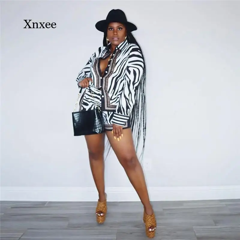 2021 Spring and Autumn Two-Piece Women's Zebra Print Shirt Top Shorts Set Party Club Clothing Matching Set
2021 Spring and Autumn Two-Piece Women's Zebra Print Shirt Top Shorts Set Party Club Clothing Matching Set