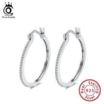 ORSA JEWELS Authentic 925 Sterling Silver Round Earrings Hoop Cubic Zircon 30mm Big Round Earrings Elegant Fine Jewelry SE263
ORSA JEWELS Authentic 925 Sterling Silver Round Earrings Hoop Cubic Zircon 30mm Big Round Earrings Elegant Fine Jewelry SE263