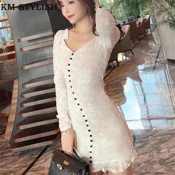 Women's Dress For Love Bowknot Vestidos 2019 Autumn New White Lace Single-breasted Long Sleeve Slim Sheath One-piece Dress
Women's Dress For Love Bowknot Vestidos 2019 Autumn New White Lace Single-breasted Long Sleeve Slim Sheath One-piece Dress