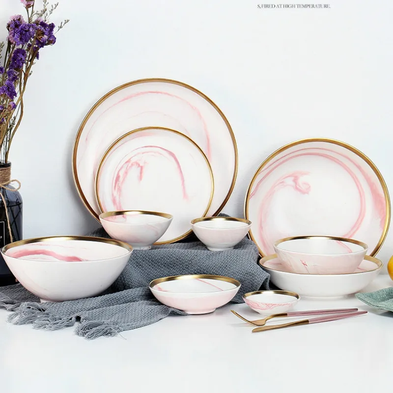 1pcs Pink Marble Ceramic Dinner Dish Plate Salad Noodles Bowl Soup Plates Dinnerware Set Tableware Kitchen Cook Tool pf92309
1pcs Pink Marble Ceramic Dinner Dish Plate Salad Noodles Bowl Soup Plates Dinnerware Set Tableware Kitchen Cook Tool pf92309