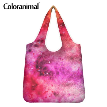 

Coloranimal Pretty Galaxy 3D Printed Women Shopper Bag Large Capacity Female Grocery Bag Protable Foldable Storage Tote Eco Bag