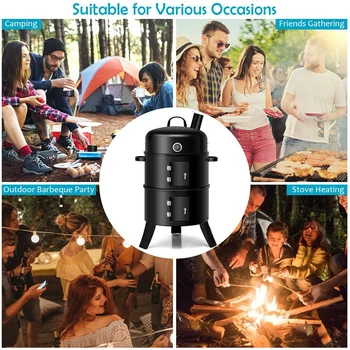 3-in-1 Multi-Layered Portable Round Charcoal Smoker BBQ Grill Built-in Thermometer Adjustable Air Vent Outdoor Camping Grill
3-in-1 Multi-Layered Portable Round Charcoal Smoker BBQ Grill Built-in Thermometer Adjustable Air Vent Outdoor Camping Grill