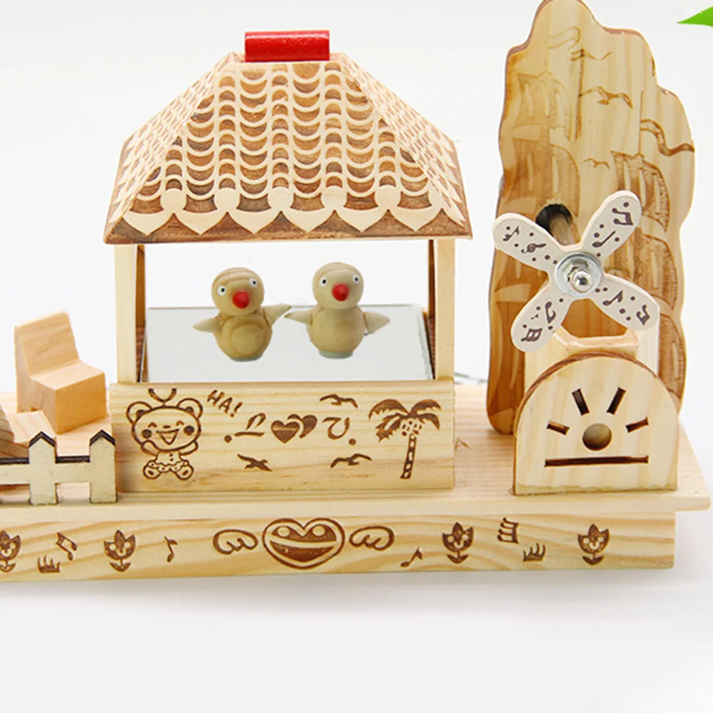 1pc music box melody box crafts ornaments wooden crafts for home