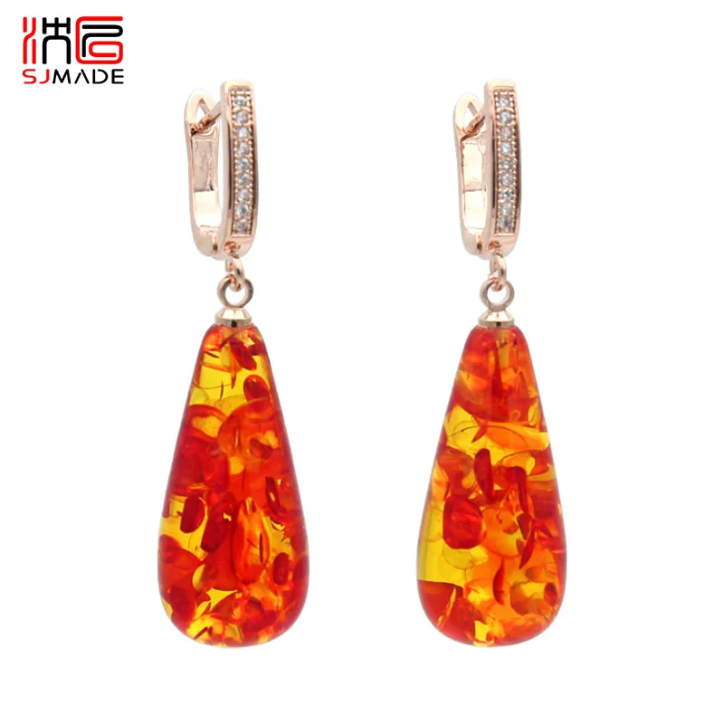 SJMADE Vintage 585 Rose Gold White Gold Water Drop Dangle Earrings Temperament Flower Ambers Eardrop Women Wedding Party Jewelry 
SJMADE Vintage 585 Rose Gold White Gold Water Drop Dangle Earrings Temperament Flower Ambers Eardrop Women Wedding Party Jewelry