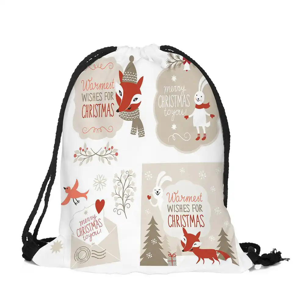 women men children drawstring backpack merry christmas candy bag