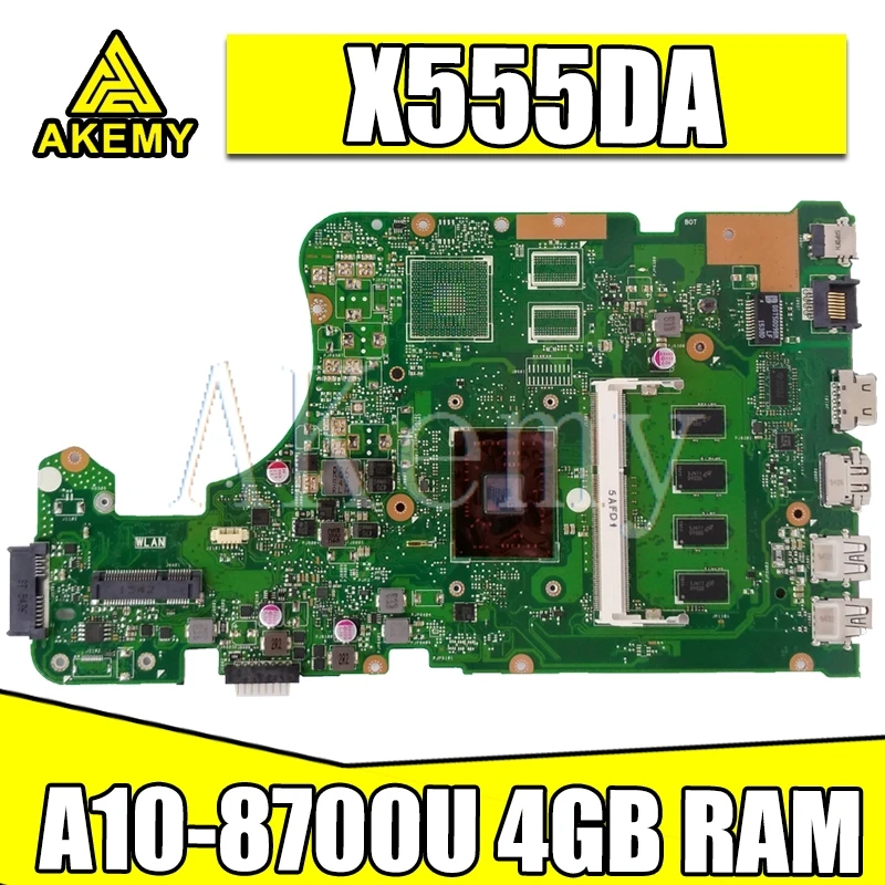 Akemy X555DA For Asus X555 X555YA X555YI X555D X555DG Laotop Mainboard Motherboard W/ A10-8700U 4GB RAM | Компьютеры и офис