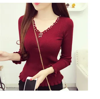 Women Sweater Pullover New Solid Long-sleeved Soft Cashmere Sweater Large size Knit Bottoming Black 
Women Sweater Pullover New Solid Long-sleeved Soft Cashmere Sweater Large size Knit Bottoming Black