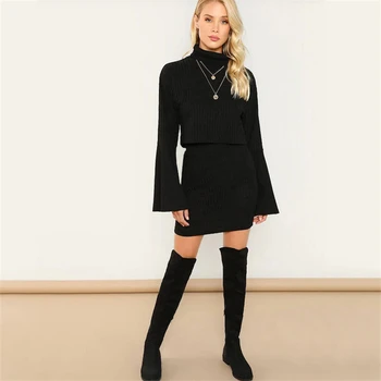 SZMALL Winter Spring EU Stylish 2PCS Set Women Black Knitted Flare Full Sleeve Crop Tops+Mini Skirt Sets For Female Casual Suit
SZMALL Winter Spring EU Stylish 2PCS Set Women Black Knitted Flare Full Sleeve Crop Tops+Mini Skirt Sets For Female Casual Suit