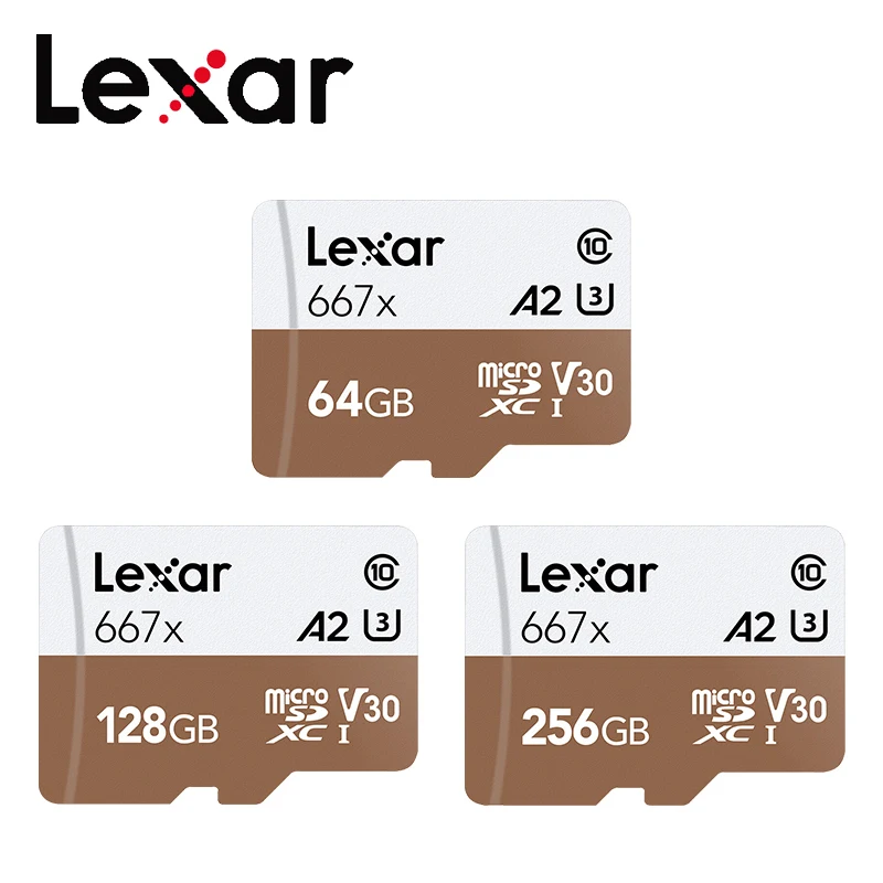 

Original Lexar A2 Memory Card 667x SDXC Micro SD Card 64GB 128GB 256GB A2 U3 V30 C10 TF Card for 4K Video microsd flash cards