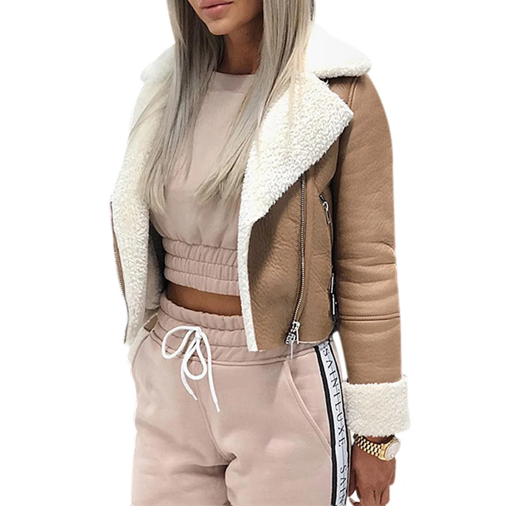 MoneRffi 2020 Spring Women Outerwear Coat Jackets Lapel Suede Leather Buckle Cool Pilot Jacket Faux Lamb Wool Motorcycle Jackets
MoneRffi 2020 Spring Women Outerwear Coat Jackets Lapel Suede Leather Buckle Cool Pilot Jacket Faux Lamb Wool Motorcycle Jackets