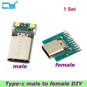 DIY 24-pin USB-C USB 3.1 Type C male and female plug connector SMT type with PC board, best quality
DIY 24-pin USB-C USB 3.1 Type C male and female plug connector SMT type with PC board, best quality