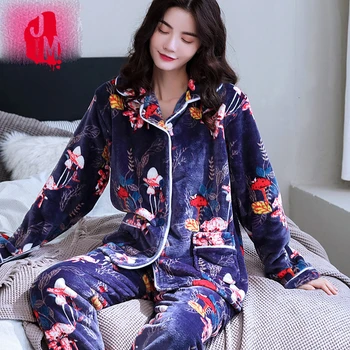 Winter Sleepwear Women Flannel Print Pijamas Women Sets Coral Fleece Thick Pyjamas Woman Plus Size Pyjama Femme Sets XXXL Sleep 
Winter Sleepwear Women Flannel Print Pijamas Women Sets Coral Fleece Thick Pyjamas Woman Plus Size Pyjama Femme Sets XXXL Sleep