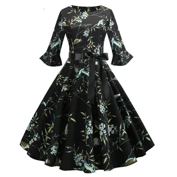 Floral Print Vintage Dress Christmas Dress Women Winter Elegant Party Dresses Petal Sleeve Casual Midi Dress Vestidos Plus Size 
Floral Print Vintage Dress Christmas Dress Women Winter Elegant Party Dresses Petal Sleeve Casual Midi Dress Vestidos Plus Size