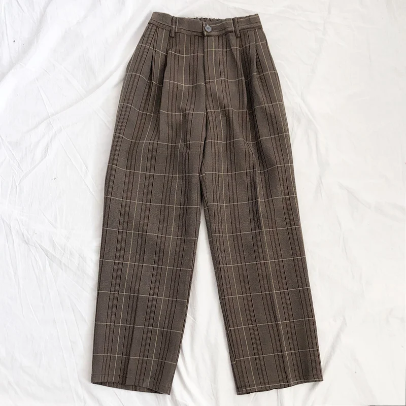 FREE SHIPPING Women Classic Plaid Pants Wide Leg Long Suit JKP4782 FREE SHIPPING Women Classic Plaid Pants Wide Leg Long Suit JKP4782