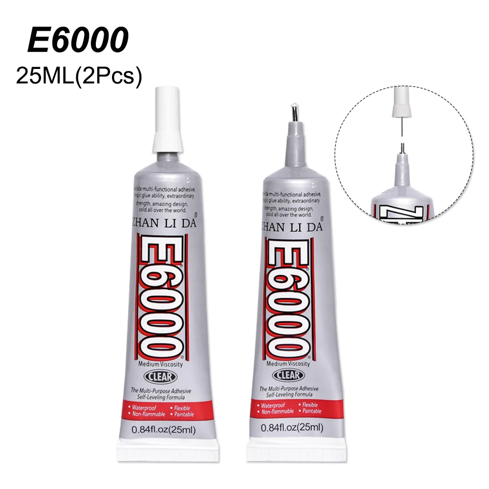 2Pcs 25ml E6000 Glue Touch Screen Adhesive Wood Glass LCD Transparent Super Strong Epoxy Resin Cell Mobile Phone Maintenance Kit
2Pcs 25ml E6000 Glue Touch Screen Adhesive Wood Glass LCD Transparent Super Strong Epoxy Resin Cell Mobile Phone Maintenance Kit