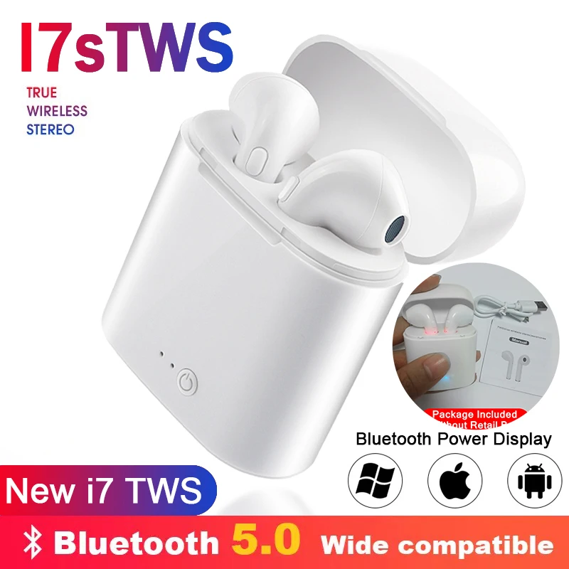 i7s TWS Wireless Headphones Bluetooth Earphone Mini In ear Stereo Earbud Headset With Charging Box For iPhone Xiaomi huawei
i7s TWS Wireless Headphones Bluetooth Earphone Mini In ear Stereo Earbud Headset With Charging Box For iPhone Xiaomi huawei