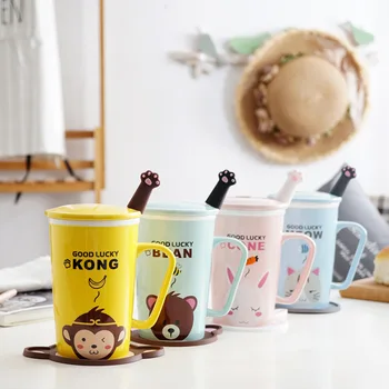 Cartoon Animal Ceramic Cup Cute Creative Coffee Mug with Lid Spoon Coasters 360ml Large Capacity Milk Mug Breakfast for Children 
Cartoon Animal Ceramic Cup Cute Creative Coffee Mug with Lid Spoon Coasters 360ml Large Capacity Milk Mug Breakfast for Children