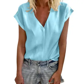 Summer Women Solid Color V Neck Short Sleeve Chiffon BlouseSimple beautiful generous office streetwear Loose Top
Summer Women Solid Color V Neck Short Sleeve Chiffon BlouseSimple beautiful generous office streetwear Loose Top