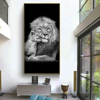 Black and White Lion and Baby Cub Canvas Art Painting Posters and Prints Scandinavian Modern Wall Art Picture for Living Room
Black and White Lion and Baby Cub Canvas Art Painting Posters and Prints Scandinavian Modern Wall Art Picture for Living Room