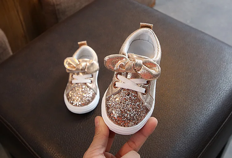 1-6Years Old Baby Girl Bow Sequin Crib Casual Shoes Dress Shoes Baby Casual Shoes Girls Shoes