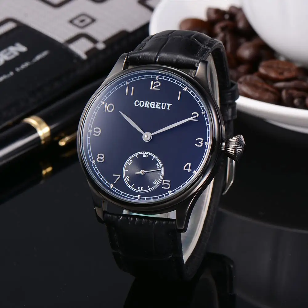 44mm corgeut black dial pvd coated 17 Jewels 6498 hands Winding mechanical mens watch
44mm corgeut black dial pvd coated 17 Jewels 6498 hands Winding mechanical mens watch