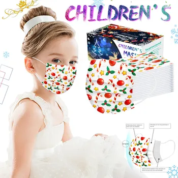 Merry Christmas Mouth-muffle Children's Mask Disposable Face Mask Industrial 3ply Ear Loop 50pc Party Mask Face Shiled Mascara