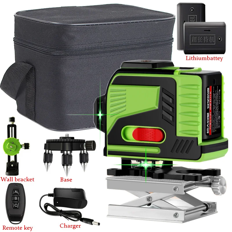 12 Lines 3D Green Laser Level Horizontal And Vertical Cross Lines With Auto Self-Leveling, Indoors and Outdoors
12 Lines 3D Green Laser Level Horizontal And Vertical Cross Lines With Auto Self-Leveling, Indoors and Outdoors