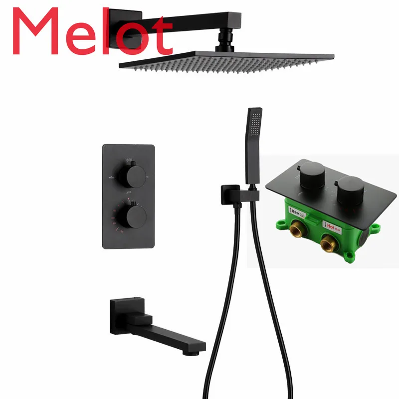 matte black color stainless steel Square Rain Shower Thermostatic Shower mixer valve with spout and Shower S128
matte black color stainless steel Square Rain Shower Thermostatic Shower mixer valve with spout and Shower S128