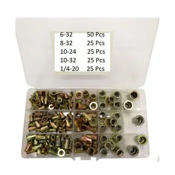 150pcs Flat Rivet Nut Kit Assort Set 1/4-20 10-32 10-24 8-32 6-32 Carbon Steel Zinc Plated Rivet Nuts
150pcs Flat Rivet Nut Kit Assort Set 1/4-20 10-32 10-24 8-32 6-32 Carbon Steel Zinc Plated Rivet Nuts