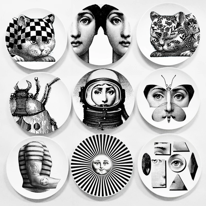 Black&white Illustration Hanging Dishes Room Home Hotel Decor Face Ceramic Crafts Wall Decor Fornasetti Plates
Black&white Illustration Hanging Dishes Room Home Hotel Decor Face Ceramic Crafts Wall Decor Fornasetti Plates