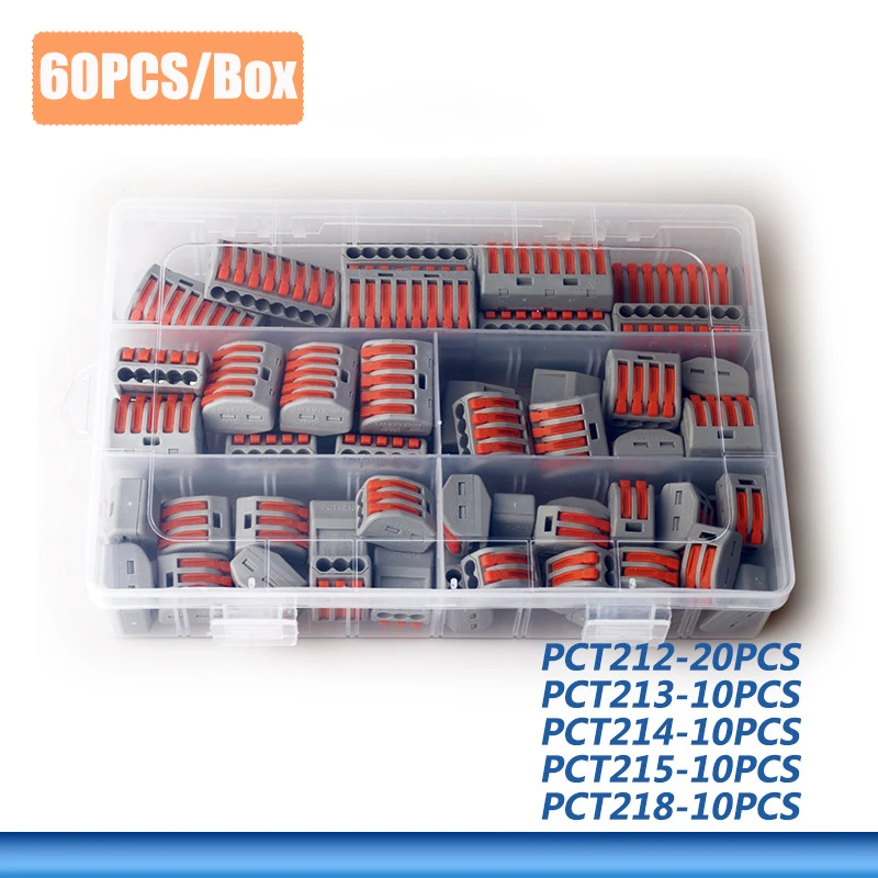 60PCS Spring Terminal Block Electric Wire Cable Quick Connector PCT- 212 213 214 215 218 2/3/4/5/8 Way Screw Terminal Block
60PCS Spring Terminal Block Electric Wire Cable Quick Connector PCT- 212 213 214 215 218 2/3/4/5/8 Way Screw Terminal Block