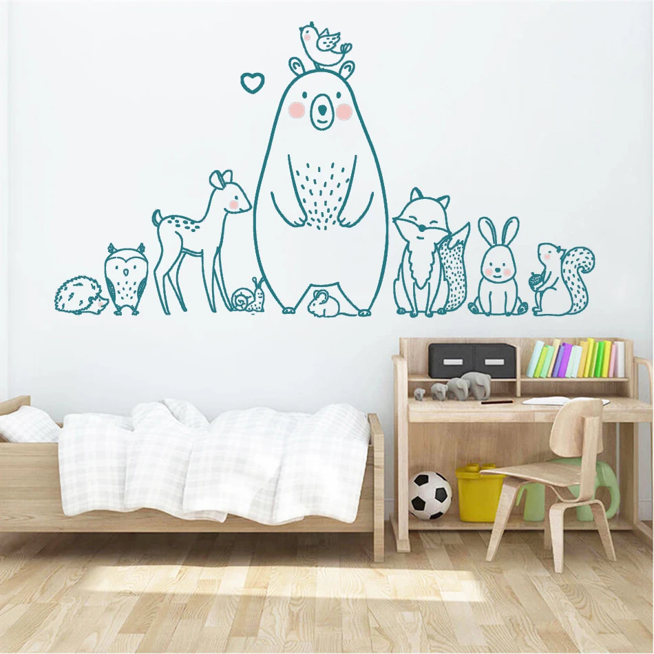 Nordic Vinyl Cartoon Animal Wall Stickers Shy Bear Fox Baby Children Room Nursery Decals Adhesive Home Decor Wallpaper HJ0001
Nordic Vinyl Cartoon Animal Wall Stickers Shy Bear Fox Baby Children Room Nursery Decals Adhesive Home Decor Wallpaper HJ0001