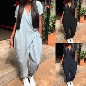 2020 Women Jumpsuits Summer Overalls Fashion Pantalon Pants V Neck Button Playsuits Female Short Sleeve Romeper Plus Size
2020 Women Jumpsuits Summer Overalls Fashion Pantalon Pants V Neck Button Playsuits Female Short Sleeve Romeper Plus Size