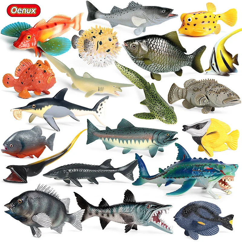 Фигурки-модели Oenux Sea Life с животными ПВХ Обучающие Детские игрушки для аквариумов