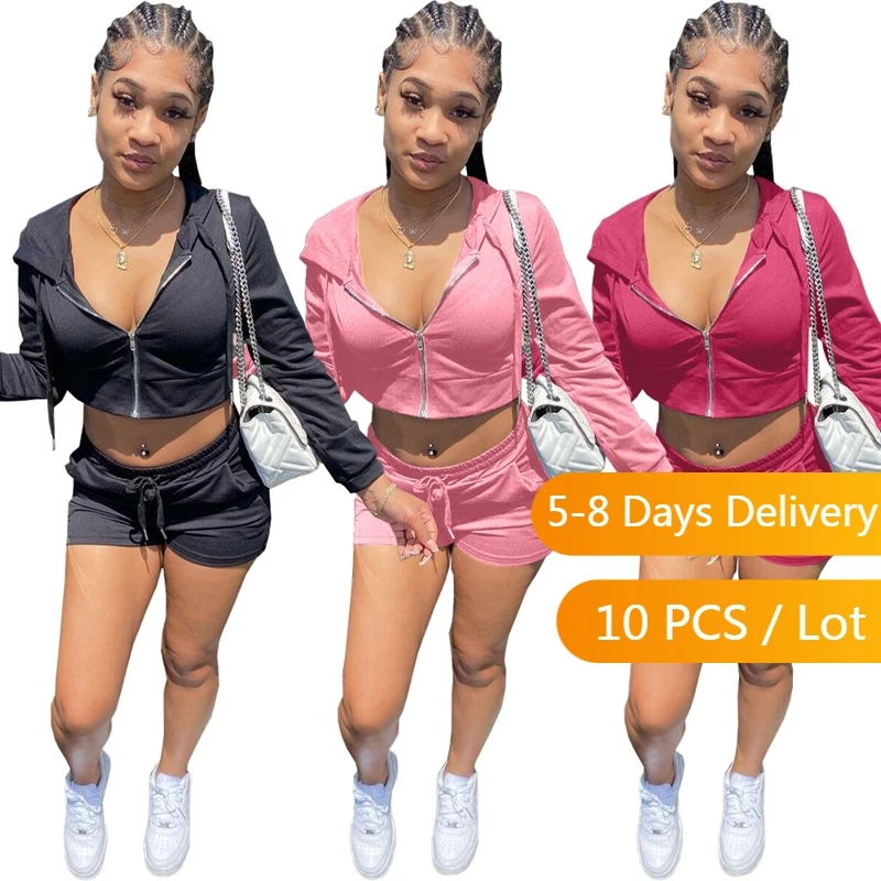Bulk Items Wholesale Lots Autumn Tracksuit Women Sport Long Sleeve Hooded Jacket Top and Shorts Set Solid Skinny Matching Sets
Bulk Items Wholesale Lots Autumn Tracksuit Women Sport Long Sleeve Hooded Jacket Top and Shorts Set Solid Skinny Matching Sets