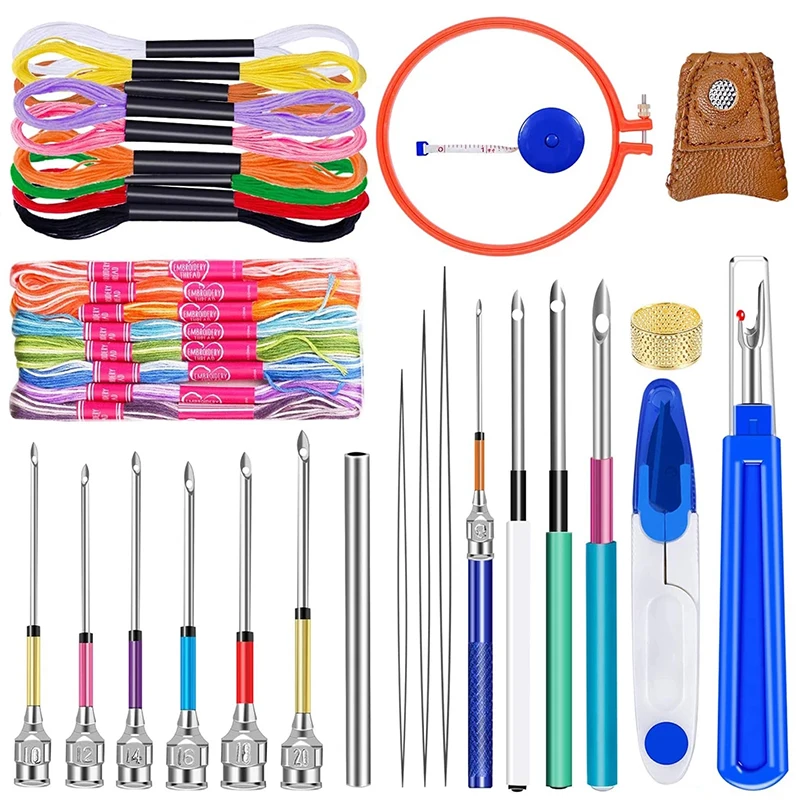 LMDZ Embroidery Beginner Kit with 20 Pcs Embroidery Floss 10 Pcs Embroidery Punch Needle Needle Threader and Embroidery Hoop
LMDZ Embroidery Beginner Kit with 20 Pcs Embroidery Floss 10 Pcs Embroidery Punch Needle Needle Threader and Embroidery Hoop