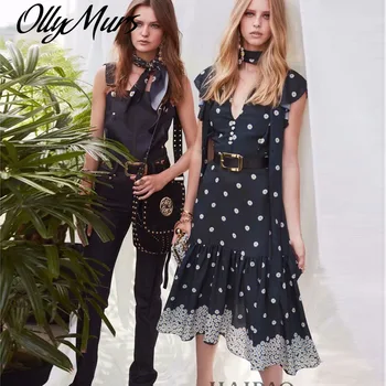 Runway Designer Retro Print Dots Ruffles Elegant Temperament Slim Dress Women'S Clothing Autumn Dress High Quality
Runway Designer Retro Print Dots Ruffles Elegant Temperament Slim Dress Women'S Clothing Autumn Dress High Quality