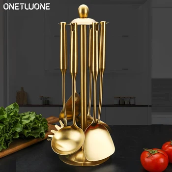 7/Pcs Golden Stainless Steel Cookware Cooking Tool Soup Spoon spatula Fork Shovel With Frame Kitchen Utensils Set
7/Pcs Golden Stainless Steel Cookware Cooking Tool Soup Spoon spatula Fork Shovel With Frame Kitchen Utensils Set