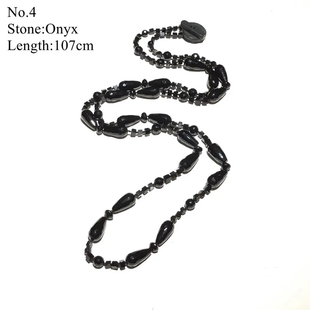 

LiiJi Unique Stocksale Necklace Onyx Agatess Black color Long Necklace Only 1PCS each stock Jewelry for Women