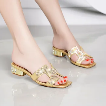 Sandalia Feminina Sandals Fairy Style Shoe Versatile Women Sandals Square Low Bottom Crystal 
Sandalia Feminina Sandals Fairy Style Shoe Versatile Women Sandals Square Low Bottom Crystal