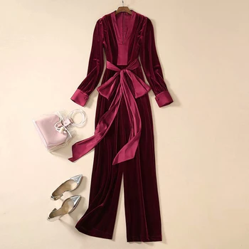 HIGH STREET Newest Fashion 2020 Designer Jumpsuit Women's Long Sleeve Deep V-neck Velvet Jumpsuit
HIGH STREET Newest Fashion 2020 Designer Jumpsuit Women's Long Sleeve Deep V-neck Velvet Jumpsuit