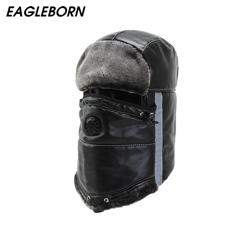 2019 Men Bomber Hats Russia Thick Winter Hat PU Winter Fur Hat Cap Reflective Stripes Snow Caps Women Ski Hat Vintage Fur Hat
2019 Men Bomber Hats Russia Thick Winter Hat PU Winter Fur Hat Cap Reflective Stripes Snow Caps Women Ski Hat Vintage Fur Hat